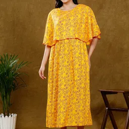 DUMMY SHAPE Women Ethnic Motifs Printed Pure Cotton Maternity Maxi Dress-image-20