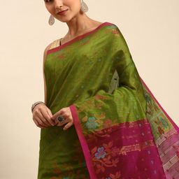 WoodenTant Floral Woven Design Silk Cotton Saree-picture-55