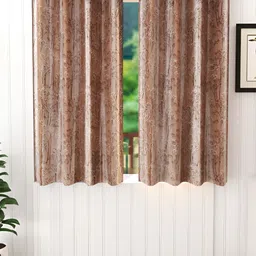 Stella Creations Brown 2 Pcs Floral Room Darkening Window Curtains-image-47
