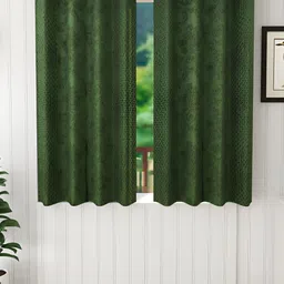 Stella Creations Green 2 Pieces Floral Embossed Room Darkening Window Curtains-image-76
