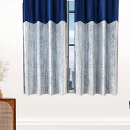 Stella Creations Blue 2 Pieces Floral Room Darkening Window Curtains-image-29