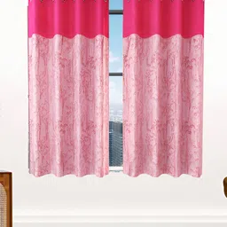 Stella Creations Pink 2 Pieces Floral Room Darkening Window Curtains-image-16