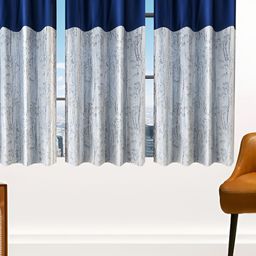 Stella Creations Blue 3 Pieces Floral Room Darkening Window Curtains-image-32
