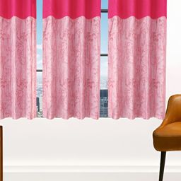 Stella Creations Pink 3 Pieces Floral Room Darkening Window Curtains-image-85