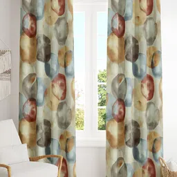 Tesmare Beige & Blue Abstract Long Door Curtain-12