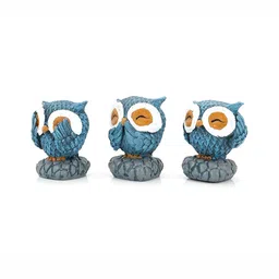 Aura Blue & White 3 Pieces Birds Figurine Showpieces-52