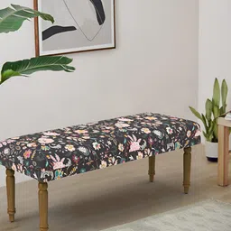 Chumbak Black & Pink Nawaab Bench - Bohemian Palampore Lounge Chair-image-32