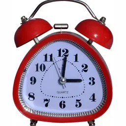 Sigaram Red & White Printed Triangle Shaped Analogue Alarm Clock-picture-1