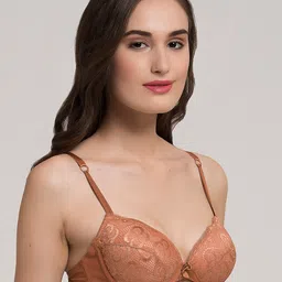 MAKCLAN Medium Coverage Underwired Lightly Padded Plunge Bra image 3