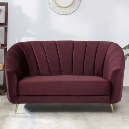 casacraft from pepperfry Kaylee Velvet 2 Seater Sofa In Wine Red Colour-picture-26