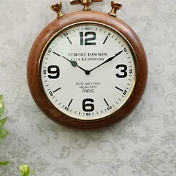 Decor de Maison Brown & White Printed Round Contemporary Wall Clock-image-36
