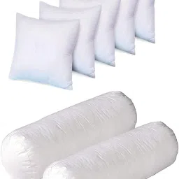 Combo Set Of 5 Cushion And 2 Microfibre Solid Bolster Pack of 7-image-2