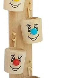 Handcrafted Wooden Marble Slider Game,Goli Game with 6 smiley face buckets-21