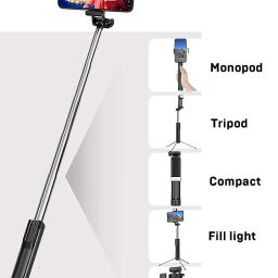 PunnkFunnk R1S 3-in-1 Portable Selfie Stick with Tripod Stand & Bluetooth Shutter | 360° Rotation | Universal Mobile Holder Bluetooth Selfie Stick image 4