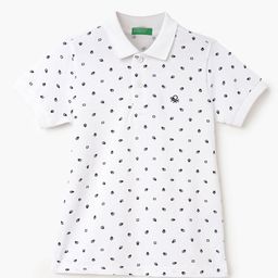 United Colors of Benetton Boys Polo Collar Polka Dot Printed Pure Cotton T-shirt-image-63