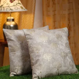 HOSTA HOMES Brown & Gold-Toned 2 Pieces Ethnic Motifs Velvet Square Cushion Covers-image-86