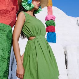 Zaccai Women's Green Cotton Solid Fit & Flare Mini Dress-image-72