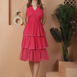 BLANC9 Sleeveless V-Neck Fit & Flare Dress-image-97