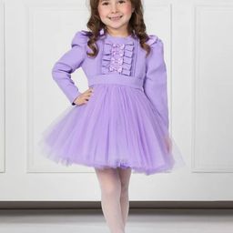 THE PONY & PEONY CO. Girls Self Design Puff Sleeves Cotton Gathered Fit & Flare Dress-picture-36