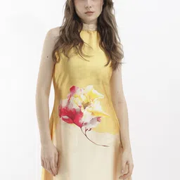 RAREISM Floral Printed High Neck Dress-image-91