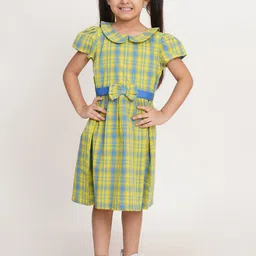 Creative Kids Girls Checked Peter Pan Collar Fit & Flare Dress-picture-12