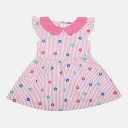 V-Mart Girls Striped Peter Pan Collar Fit & Flare Dress-image-83