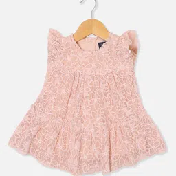 Allen Solly Junior Self Design Cap Sleeves Cotton A-line Dress-image-14