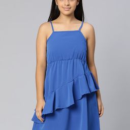Oxolloxo Blue Satin Empire Dress-image-46