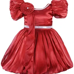 Wish Karo Infant Girls Embellished Puff Sleeve Lace Fit & Flare Dress-image-94