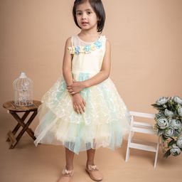 BAESD Girls Floral Self Design Layered Lace Fit & Flare Dress-image-28