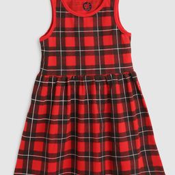 YK Girls Checked Cotton Fit & Flare Dress-picture-16