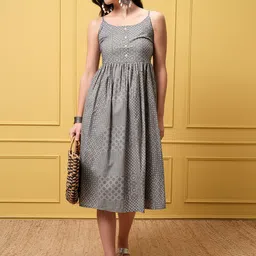 Vishudh Shoulder Straps Fit & Flare Dress-image-9