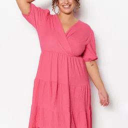Trendyol Self Design Gathred Or Pleated Empire Dress-image-62