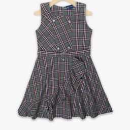 YK Girls Checked Pure Cotton Fit & Flare Dress-picture-40