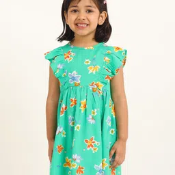 Campana Girls Floral Printed Flutter Sleeve Ruffled Fit & Flare Dress-picture-10