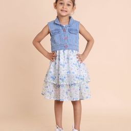 House of Spades Floral Print Layered Fit & Flare Dress-image-96