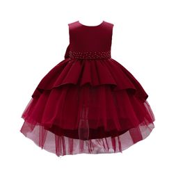 StyleCast Maroon Layered Round Neck Sleeveless Fit & Flare Dress-image-96