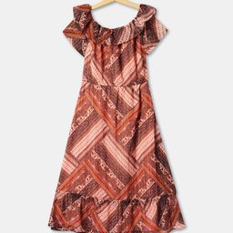 R&B Girls Printed Cotton Fit & Flare Dress-picture-28