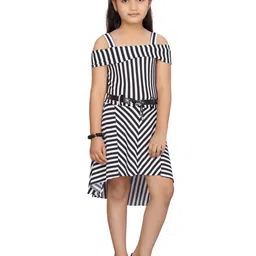 BAESD Striped Cold-Shoulder Sleeves A-Line Midi Dress-image-71