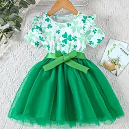 BAESD Floral Printed Net Fit & Flare Dress-image-72