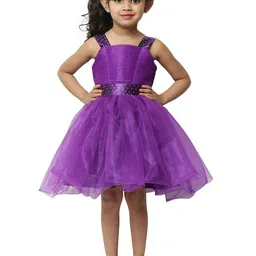 BAESD Girls Self Design Sleeveless Tie Up Net Fit & Flare Dress-picture-18