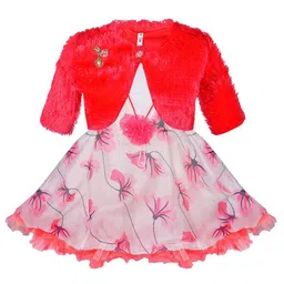Wish Karo Girls Floral Printed Corsage Detailed Net Fit & Flare Dress With Jacket-image-66