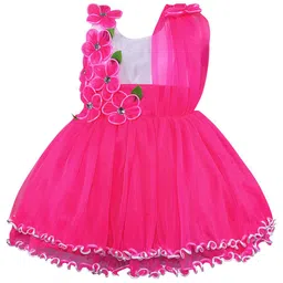 Wish Karo Net Fit & Flare Dress With Floral Corsage-image-62