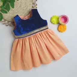 MANY FROCKS & Girls Colourblocked Velvet Fit & Flare Dress-image-46