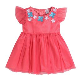 mama & bebe Floral Round Neck Short Sleeves Flared Sleeve Net Fit & Flare Dress-image-63