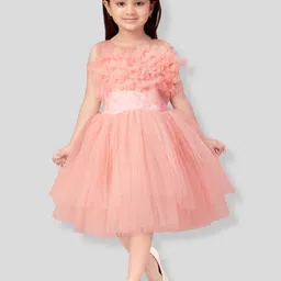 BAESD Girls Self Design Round Neck Sleeveless Fit & Flare Dress-image-40