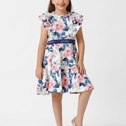 KATE & OSCAR Girls Floral Printed Satin A-Line Dress-image-97