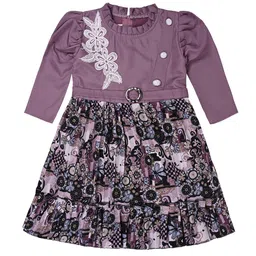 Wish Karo Girls Floral Print Satin Fit & Flare Dress-picture-31