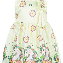 Wish Karo Girls Floral Printed Round Neck Knee Length Satin Fit & Flare Dress-picture-18
