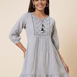 Globus Grey Striped Empire Dress-image-28